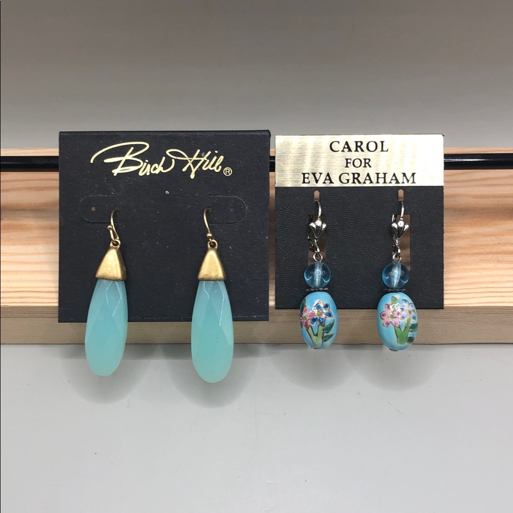 Buck Hill Faux Gemstone Earrings Long Carol for Eva Graham Cloisonne Earrings